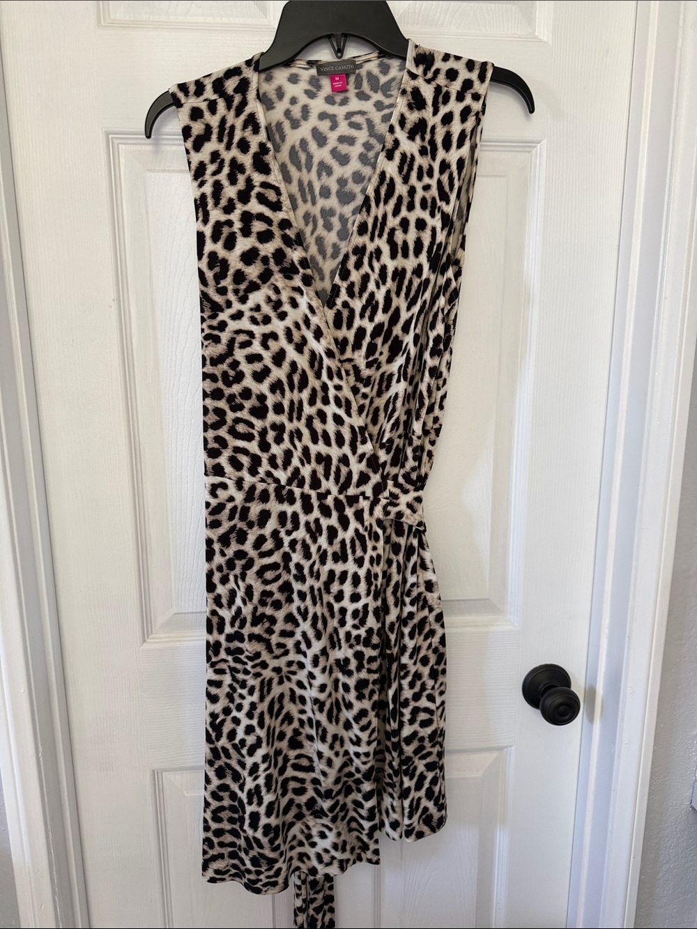 Vince Camuto Leopard-Print Wrap Dress in Neutral and Black